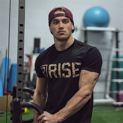 Rise Men's Cotton Graphic Workout T-Shirt (Short Sleeve)